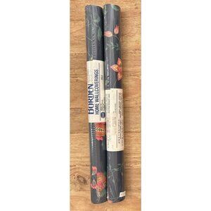 Vintage Borden Vinyl Wallpaper Blue Floral Cottage Core 2 Rolls  55.4 Sq Ft Each